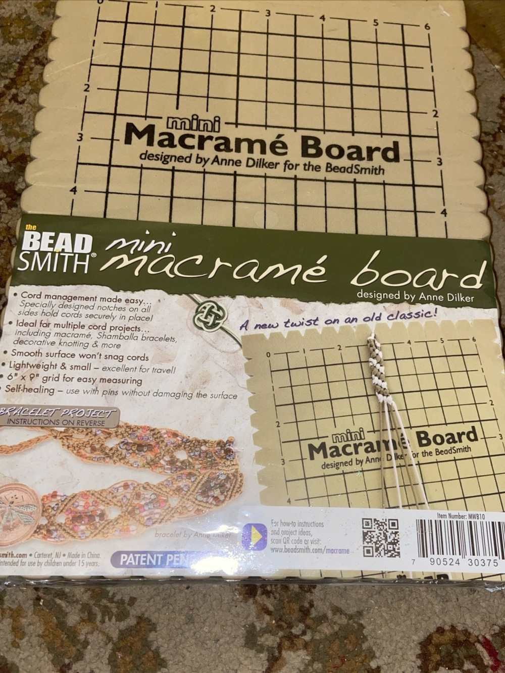 The Bead Smith Mini Macrame Board New Sealed 6” x 9”.